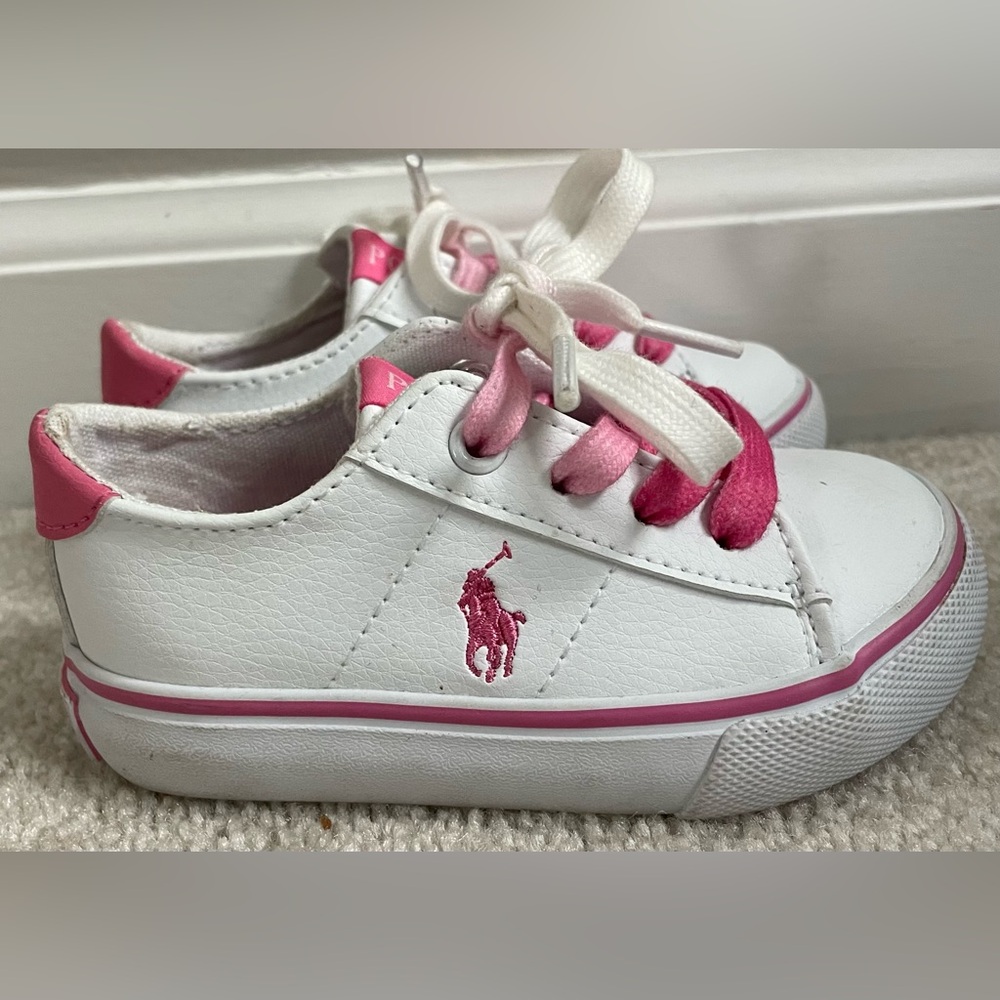 Polo Toddler 5 Pink & White Tennis Shoes
